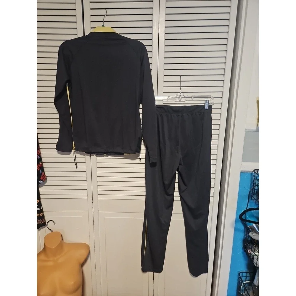 Oleg Cassini Sport Women's Full Zip S Jacket & Matching‎ Pants Gray & Yellow Sm